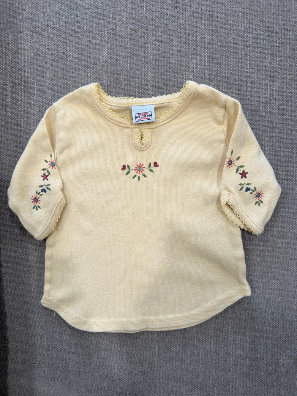 Vintage Arizona Jean Company Baby Top 0-3 Months Yellow Floral Cottagecore